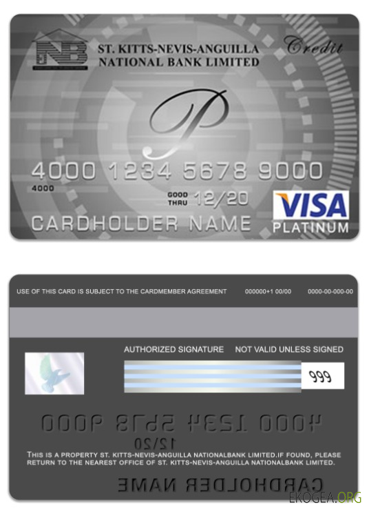 Carte visa platine de Saint Kitts et Nevis National Bank Limited